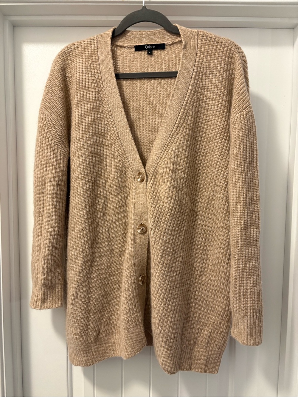 Quince Mongolian Cashmere Oversized Cardigan in Beige Size Small - Picture 3 of 5